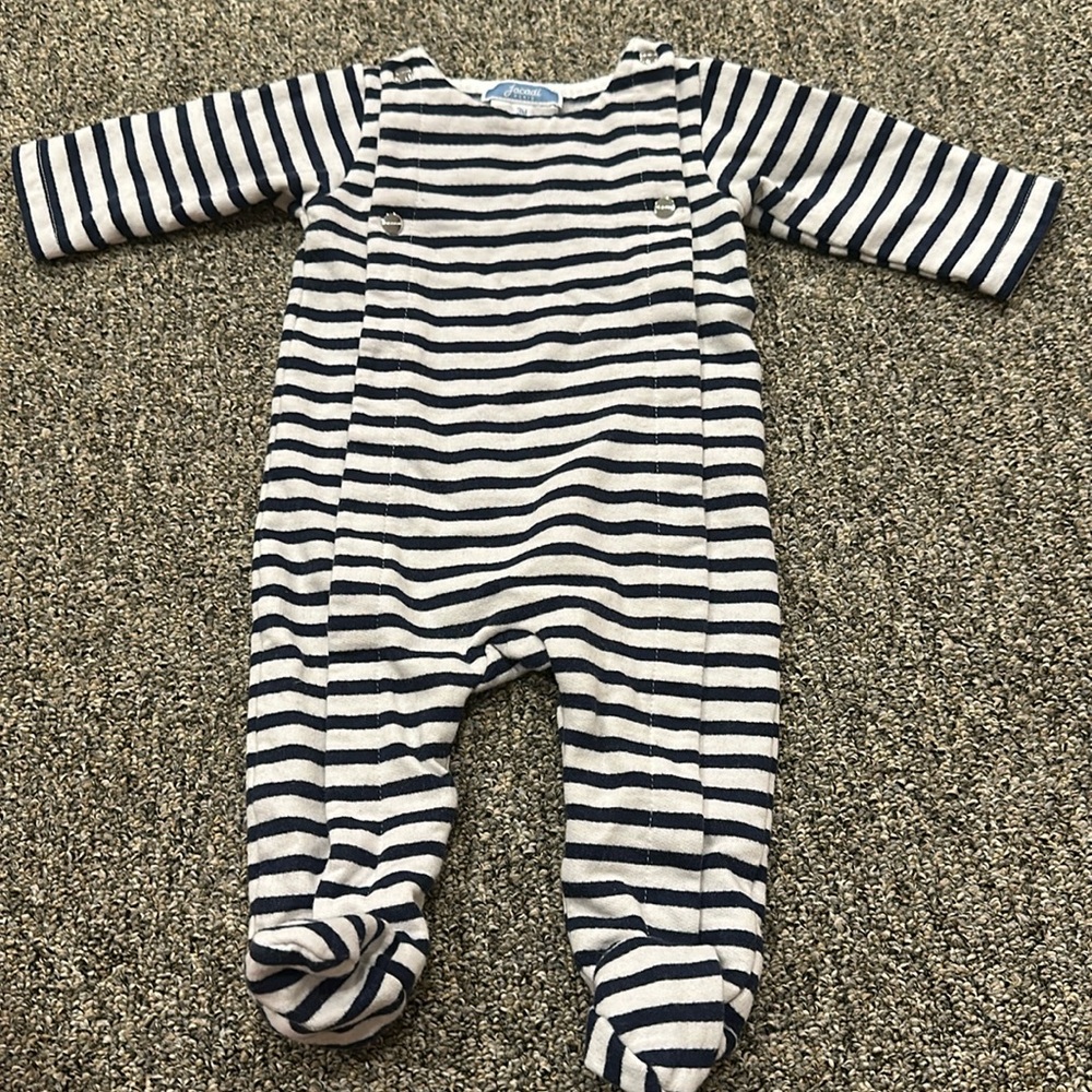Jacadi Navy and White Striped Bodysuit